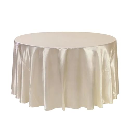 LUYSGBXR Tischdecke Rund Runde Satin-Tischdecken mit hellem, glattem Stoff, einfarbig, for Hochzeits-, Party-, Restaurant- und Bankettdekorationen(Ivory,57inch-145cm) von LUYSGBXR