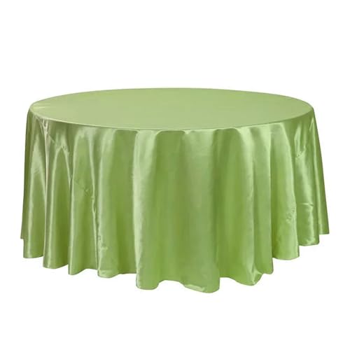LUYSGBXR Tischdecke Rund Runde Satin-Tischdecken mit hellem, glattem Stoff, einfarbig, for Hochzeits-, Party-, Restaurant- und Bankettdekorationen(Light Green,120inch-305cm) von LUYSGBXR
