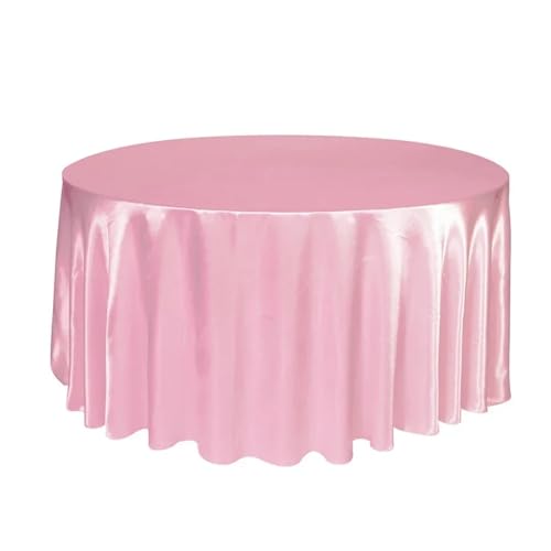 LUYSGBXR Tischdecke Rund Runde Satin-Tischdecken mit hellem, glattem Stoff, einfarbig, for Hochzeits-, Party-, Restaurant- und Bankettdekorationen(Light pink,108inch-275cm) von LUYSGBXR
