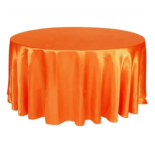 LUYSGBXR Tischdecke Rund Runde Satin-Tischdecken mit hellem, glattem Stoff, einfarbig, for Hochzeits-, Party-, Restaurant- und Bankettdekorationen(Orange,120inch-305cm) von LUYSGBXR