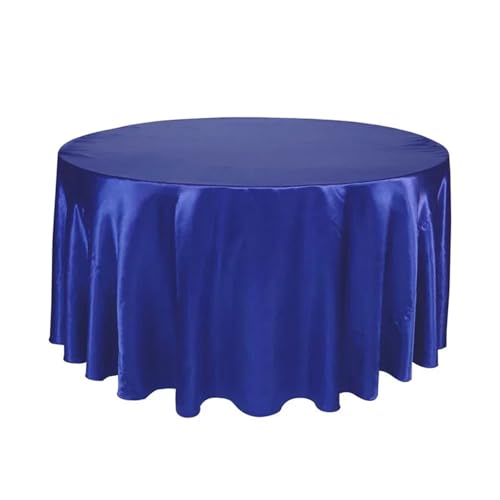 LUYSGBXR Tischdecke Rund Runde Satin-Tischdecken mit hellem, glattem Stoff, einfarbig, for Hochzeits-, Party-, Restaurant- und Bankettdekorationen(Royal Blue,57inch-145cm) von LUYSGBXR