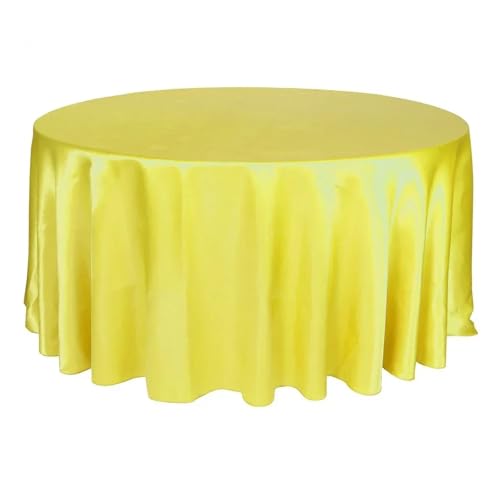 LUYSGBXR Tischdecke Rund Runde Satin-Tischdecken mit hellem, glattem Stoff, einfarbig, for Hochzeits-, Party-, Restaurant- und Bankettdekorationen(Yellow,120inch-305cm) von LUYSGBXR