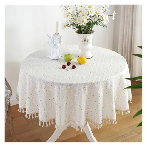 LUYSGBXR Tischdecke Rund Runde Tischdecke mit Blumenmuster und Quasten, geeignet for Küchendekoration/Esstisch/Party im Innen- und Außenbereich(A,Diameter 60cm) von LUYSGBXR