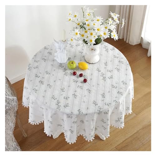 LUYSGBXR Tischdecke Rund Runde Tischdecke mit Blumenmuster und Quasten, geeignet for Küchendekoration/Esstisch/Party im Innen- und Außenbereich(D,Diameter 140cm) von LUYSGBXR