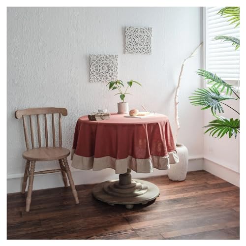 LUYSGBXR Tischdecke Rund Runde Tischdecke mit Rüschen, Baumwolle, Volantsbesatz, waschbar, Tischdecke for Urlaub, Abendessen, Party, Bankett, Küche, Hochzeit, Dekoration(B,Round 90cm) von LUYSGBXR