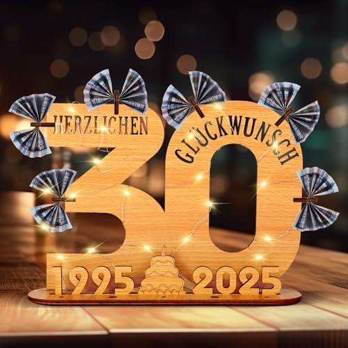 LUZOON 2025 Geldgeschenke Geburtstag 30 Geburtstagszahlen Holz Schild Gästebuch mit LED Lichterkette Ständer und Kerzenhalter für 30 Jahre Mann Frau für Hochzeit Jubiläum Tischdeko LUZOON 2025 Geldgeschenke Geburtstag 30 Geburtstagszahlen Holz Schild Gästebuch mit LED Lichterkette Ständer und Kerzenhalter für 30 Jahre Mann Frau für Hochzeit Jubiläum Tischdeko von LUZOON