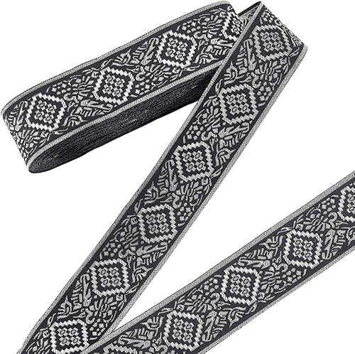 LUbrel Ethnisches Jacquardband, 10 Yards Besticktes Band, 1,57 Zoll/40 mm, ethnisches Jacquard-Polyesterband, Vintage-Band, Stoffbesatz, Fransen, Schwarz LUbrel Ethnisches Jacquardband, 10 Yards Besticktes Band, 1,57 Zoll/40 mm, ethnisches Jacquard-Polyesterband, Vintage-Band, Stoffbesatz, Fransen, Schwarz von LUbrel