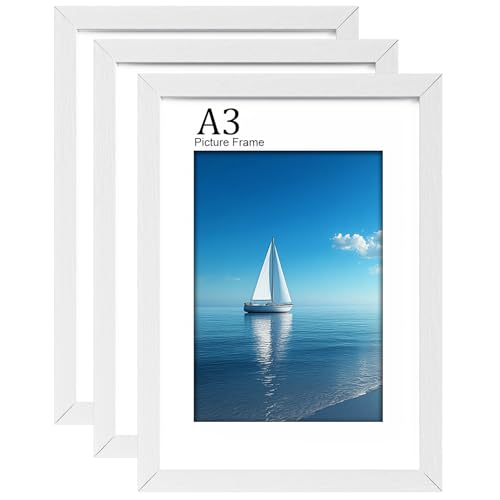 LVAOUO A3-Bilderrahmen aus Holz, A3, 42 x 29,7 cm, vielseitiger A3-Rahmen, weiß, für Ausrichtung, Quer- oder Hochformat, mit Plexiglas und Ständer, Wandhalterung und Schreibtisch, 3 Stück LVAOUO A3-Bilderrahmen aus Holz, A3, 42 x 29,7 cm, vielseitiger A3-Rahmen, weiß, für Ausrichtung, Quer- oder Hochformat, mit Plexiglas und Ständer, Wandhalterung und Schreibtisch, 3 Stück von LVAOUO