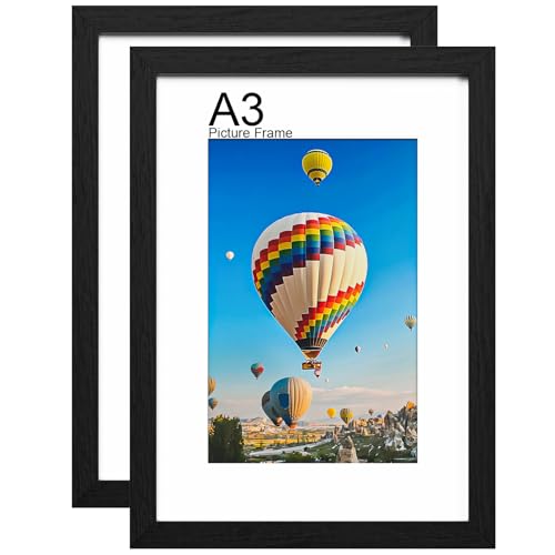 LVAOUO Bilderrahmen A3, Holz A3 Bilderrahmen Schwarz 42 x 29.7 cm, Vielseitiger a3 Rahmen Schwarz, Display, Quer-oder Hochformat PVC Material mit Plexiglas, Wandmontage & Schreibtisch LVAOUO Bilderrahmen A3, Holz A3 Bilderrahmen Schwarz 42 x 29.7 cm, Vielseitiger a3 Rahmen Schwarz, Display, Quer-oder Hochformat PVC Material mit Plexiglas, Wandmontage & Schreibtisch von LVAOUO