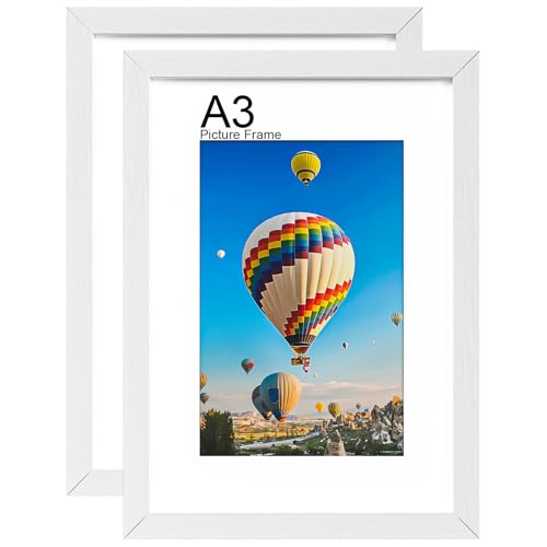 LVAOUO Bilderrahmen A3, Holz A3 Bilderrahmen Weiß 42 x 29.7 cm, Vielseitiger a3 Rahmen Schwarz, Display, Quer-oder Hochformat PVC Material mit Plexiglas, Wandmontage & Schreibtisch LVAOUO Bilderrahmen A3, Holz A3 Bilderrahmen Weiß 42 x 29.7 cm, Vielseitiger a3 Rahmen Schwarz, Display, Quer-oder Hochformat PVC Material mit Plexiglas, Wandmontage & Schreibtisch von LVAOUO