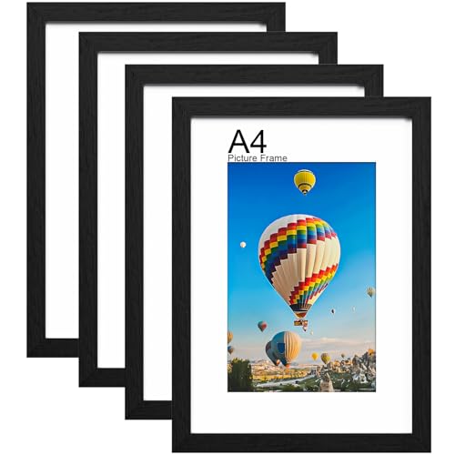LVAOUO Bilderrahmen A4, Holz A4 Bilderrahmen Schwarz 21 x 29.7 cm, Vielseitiger a4 Rahmen Schwarz, Display, Quer-oder Hochformat PVC Material mit Plexiglas und Ständer, Wandmontage & Schreibtisch LVAOUO Bilderrahmen A4, Holz A4 Bilderrahmen Schwarz 21 x 29.7 cm, Vielseitiger a4 Rahmen Schwarz, Display, Quer-oder Hochformat PVC Material mit Plexiglas und Ständer, Wandmontage & Schreibtisch von LVAOUO