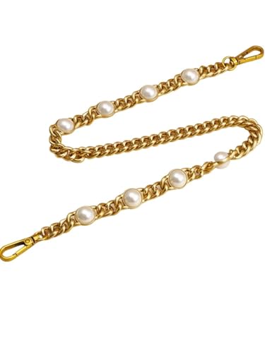 LVCHAO Taschengurt Perlenkette Metall Gold Schulterkette DIY Taschenkette Mode Ersatzgurt for Taschen Accessoires 25 50 60 110 120CM Geeignet Für Damenhandtasche, Umhängetasche(Dark Gold 70cm) von LVCHAO