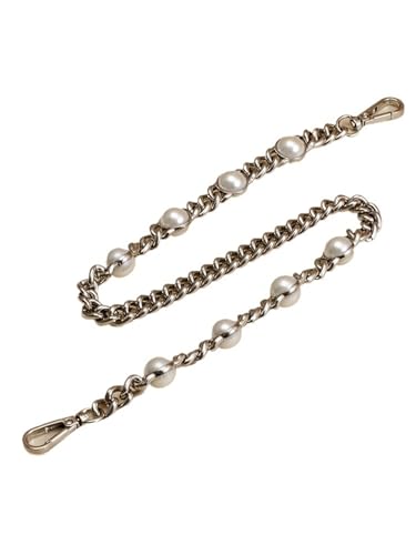 LVCHAO Taschengurt Perlenkette Metall Gold Schulterkette DIY Taschenkette Mode Ersatzgurt for Taschen Accessoires 25 50 60 110 120CM Geeignet Für Damenhandtasche, Umhängetasche(Silver 110cm) von LVCHAO