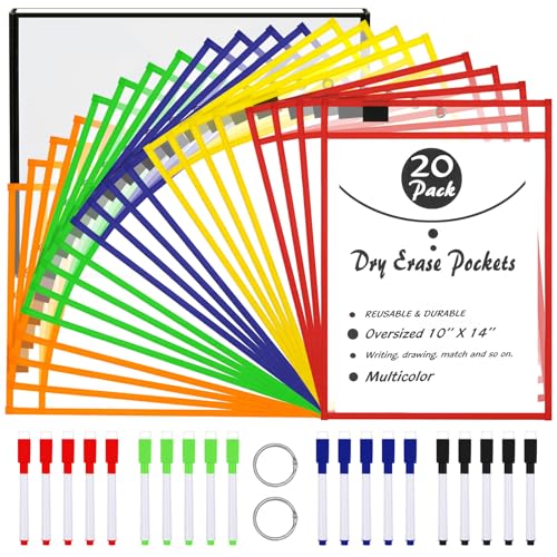 LVNRIDS 20 Stück Wiederverwendbar Trocken Abwischbar Taschen, 10 x 14 in Dry Erase Taschen Pockets, Beschreib und Abwischbar Taschen mit Löschbare Stifte Metallringe für Schulbedarf Büroartikel LVNRIDS 20 Stück Wiederverwendbar Trocken Abwischbar Taschen, 10 x 14 in Dry Erase Taschen Pockets, Beschreib und Abwischbar Taschen mit Löschbare Stifte Metallringe für Schulbedarf Büroartikel von LVNRIDS