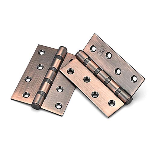 LVUNZJCA Türscharniere 4 Stück Edelstahl 5 Zoll / 4-Zoll-Silent-Schwertürbeschläge Scharnier mit Schrauben für Schränke, Wandschränke(Red Brass,5 inch) von LVUNZJCA