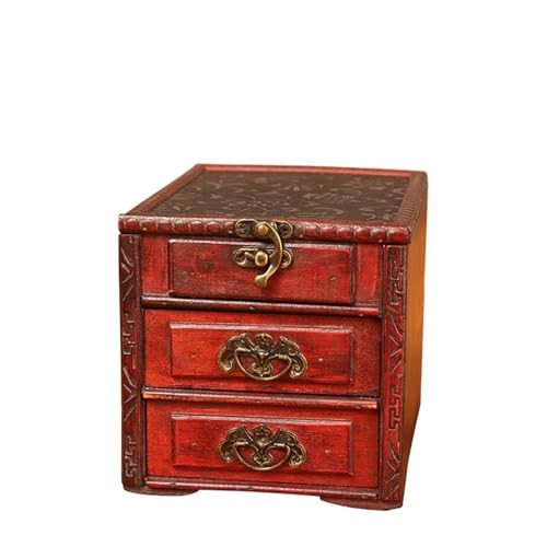 LVUNZJCA Vintage-Boxtruhe Kreative Retro-Schmuckschatulle aus Holz mit Schublade, antike Kommode für Schmuck, Spielzeug LVUNZJCA Vintage-Boxtruhe Kreative Retro-Schmuckschatulle aus Holz mit Schublade, antike Kommode für Schmuck, Spielzeug von LVUNZJCA