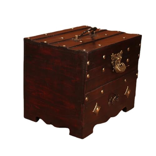 LVUNZJCA Vintage-Boxtruhe Vintage Kommode aus Holz mit Schloss, Schmuckschatulle für Schmuck, Spielzeug LVUNZJCA Vintage-Boxtruhe Vintage Kommode aus Holz mit Schloss, Schmuckschatulle für Schmuck, Spielzeug von LVUNZJCA
