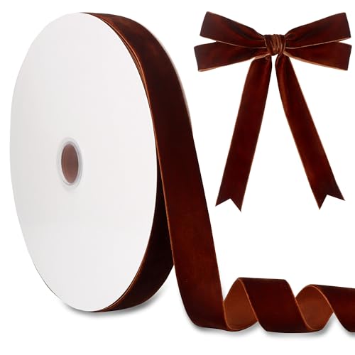 119 Samtband, 2,5 cm, LVYOUIF einseitig beflockt, Weihnachtsband, Rolle für Geschenkverpackungen, Blumensträuße, Baumschleifen, Urlaubs- und Party-Dekoration, Braun 119 Samtband, 2,5 cm, LVYOUIF einseitig beflockt, Weihnachtsband, Rolle für Geschenkverpackungen, Blumensträuße, Baumschleifen, Urlaubs- und Party-Dekoration, Braun von LVYOUIF
