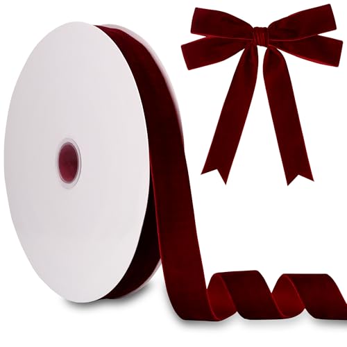 2,5 cm Samtband, 30 Yards LVYOUIF einseitig beflockt, Weihnachtsband, Rolle für Geschenkverpackungen, Blumensträuße, Baumschleifen, Urlaubs- und Party-Dekoration, Burgunderrot -240 2,5 cm Samtband, 30 Yards LVYOUIF einseitig beflockt, Weihnachtsband, Rolle für Geschenkverpackungen, Blumensträuße, Baumschleifen, Urlaubs- und Party-Dekoration, Burgunderrot -240 von LVYOUIF