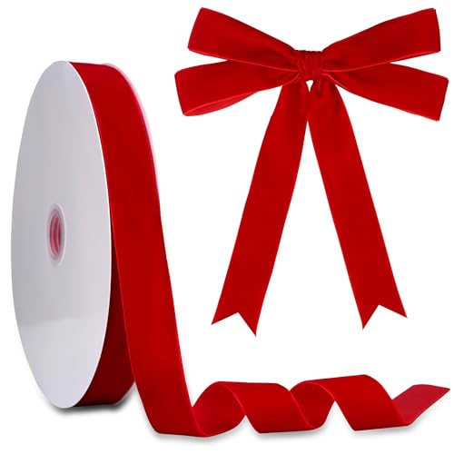 2,5 cm Samtband, 30 Yards LVYOUIF einseitig beflockt, Weihnachtsband, Rolle für Geschenkverpackungen, Blumensträuße, Baumschleifen, Urlaubs- und Party-Dekoration, Rot -45 2,5 cm Samtband, 30 Yards LVYOUIF einseitig beflockt, Weihnachtsband, Rolle für Geschenkverpackungen, Blumensträuße, Baumschleifen, Urlaubs- und Party-Dekoration, Rot -45 von LVYOUIF