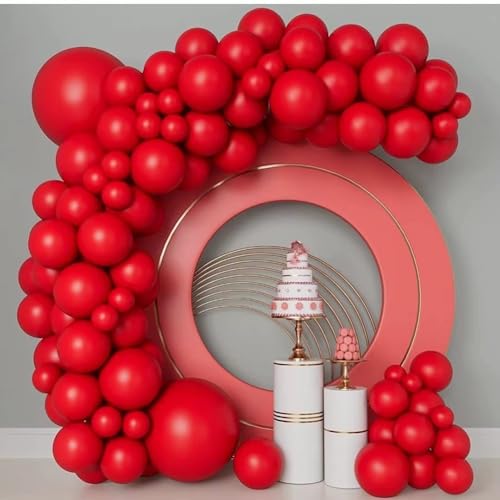 LVYXON Geburtstagsparty-Dekorationsset, Latex-Ballon-Partydekorationen, einfarbiges Ballon-Set für eine bemerkenswerte festliche Dekoration (rot) von LVYXON