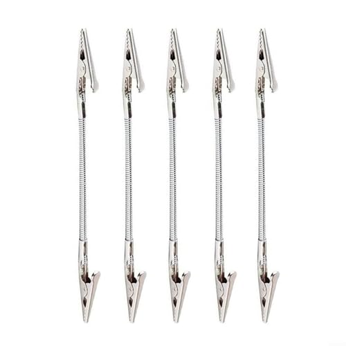 Metall-Doppelkopf für Krokodilklemmen, Drahthalter, Ständer, Etikettenklemmen, Schreibtisch, Notizkarte, Foto, Organizer, 180 mm, 280 mm, Silber, 5 Stück (280 mm) von LVYXON