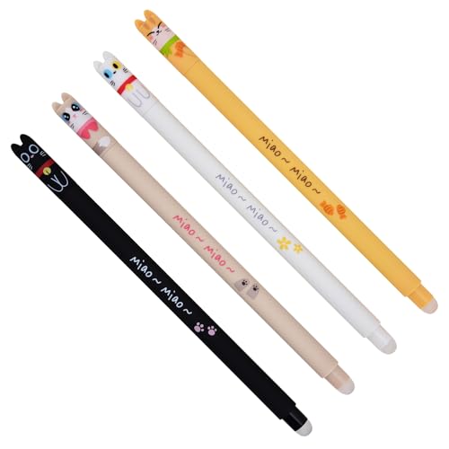 LVZONGXIN 4 Stück Radierbarer Kugelschreiber, Erasable Pen Set einziehbare Tintenroller Radierbar für Studenten Geschenk, Schul Bürobedarf (0,5mm Blau) von LVZONGXIN