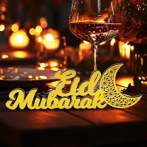 LVZONGXIN Ramadan Kareem Dekoration, (Arylc, Golden), 3D Mond und Sterne Eid Mubarak Ramazan Dekor, Muslimische Deko, Ramadan Geschenke von LVZONGXIN