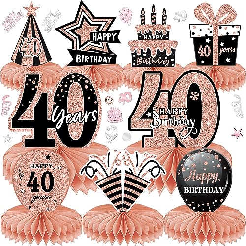 40 Geburtstag Deko Männer Frauen 10Stk Tischdeko Geburtstag Dekoration mit 30g Deko Konfetti für Waben-Tischdekoration Party Zubehör Tischdekorationen Papier (40) von LWAIX