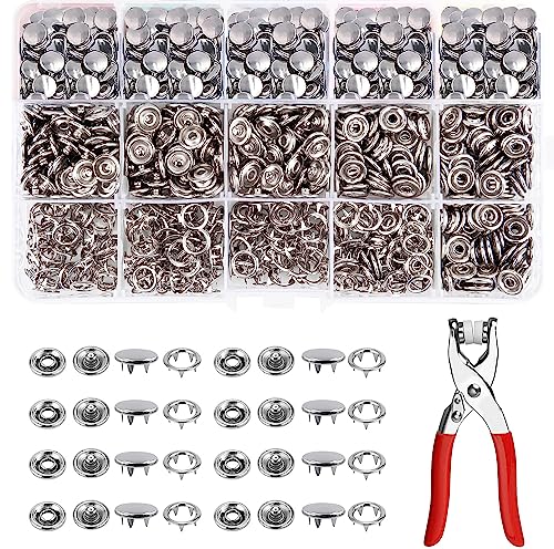 Druckknopf Set Jersey Druckknöpfe Metall mit Zange 200Sets Feste Knöpfe Werkzeug Für DIY Basteln Kinderbekleidung Kleidung Taschen 9,5 mm (Feste) von LWAIX