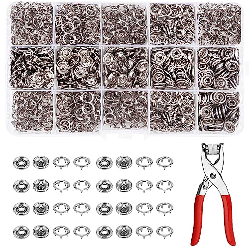 Druckknopf Set Jersey Druckknöpfe Metall mit Zange 200Sets hohle Knöpfe Werkzeug Für DIY Basteln Kinderbekleidung Kleidung Taschen 9,5 mm (Hohle) von LWAIX