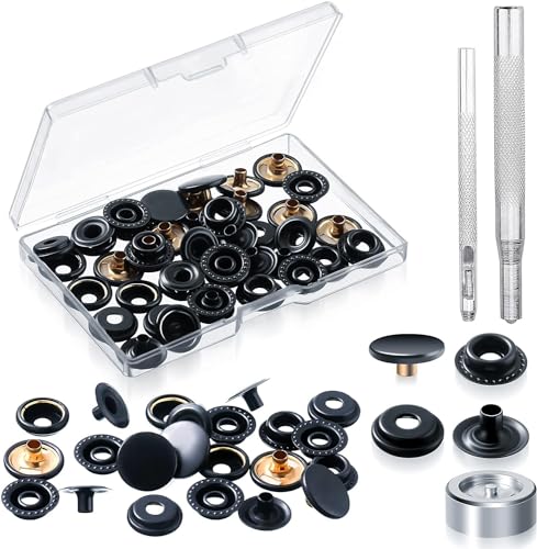 Druckknopf set 240Stk Druckknöpfe Metall 15mm Snap Button Kupfer mit Fixierwerkzeug für Kleidung Jeans Leder Handtasche DIY Handwerk von LWAIX