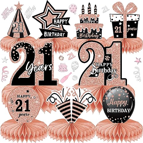 21 Geburtstag Deko Männer Frauen 10Stk Tischdeko Geburtstag Dekoration mit 30g Deko Konfetti für Waben-Tischdekoration Party Zubehör Tischdekorationen Papier (21) von LWAIX