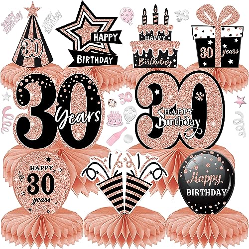 30 Geburtstag Deko Männer Frauen 10Stk Tischdeko Geburtstag Dekoration mit 30g Deko Konfetti für Waben-Tischdekoration Party Zubehör Tischdekorationen Papier (30) von LWAIX