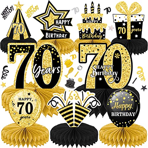 70. Geburtstag Männer Frauen 10Stk Geburtstag Dekoration Tischdeko Bienenwabe Mittelstück für Waben-Tischdekoration Party Zubehör Tischdekorationen Papier (70) von LWAIX