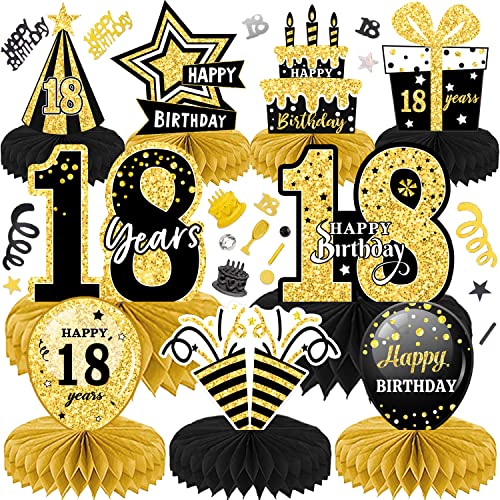 18. Geburtstag Männer Frauen 10Stk Geburtstag Dekoration Tischdeko Bienenwabe Mittelstück für Waben-Tischdekoration Party Zubehör Tischdekorationen Papier (18) von LWAIX