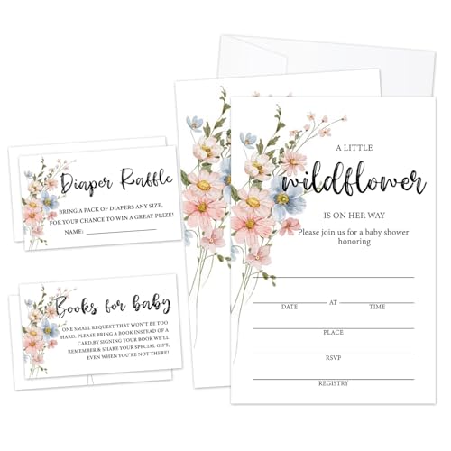 Einladungskarten für Babypartys, zum Ausfüllen der Geschlechtsoffenbarung, Partygeschenk und Zubehör (25 Einladungen mit Umschlägen, 25 Dipaer-Tombola-Tickets und 25 Buchanfragekarten) 09 von LWBEO
