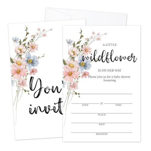 LWBEO Einladungen zur Babyparty mit Umschlägen für Mädchen, doppelseitig ausfüllbare Einladungskarten für Geschlechtsoffenbarung, Babyankündigung, Partygeschenk und Dekorationen, 25 Stück LWBEO Einladungen zur Babyparty mit Umschlägen für Mädchen, doppelseitig ausfüllbare Einladungskarten für Geschlechtsoffenbarung, Babyankündigung, Partygeschenk und Dekorationen, 25 Stück von LWBEO