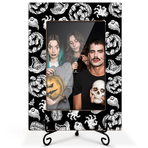 LWBEO Halloween-Bilderrahmen im Gothic-Stil, Kürbis, gruselige Geschenke für Kinder, 10,2 x 15,2 cm, Holz-Bilderrahmen mit Eisenständer für Halloween-Dekoration, Heimdekoration, Tisch-Display-02 LWBEO Halloween-Bilderrahmen im Gothic-Stil, Kürbis, gruselige Geschenke für Kinder, 10,2 x 15,2 cm, Holz-Bilderrahmen mit Eisenständer für Halloween-Dekoration, Heimdekoration, Tisch-Display-02 von LWBEO