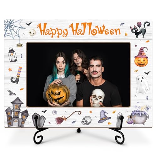 LWBEO Happy Halloween-Bilderrahmen, Geister-Schloss, gruselige Geschenke für Kinder, 10,2 x 15,2 cm, Holz-Bilderrahmen mit Eisenständer für Halloween-Dekoration, Heimdekoration, Tisch-Display-11 LWBEO Happy Halloween-Bilderrahmen, Geister-Schloss, gruselige Geschenke für Kinder, 10,2 x 15,2 cm, Holz-Bilderrahmen mit Eisenständer für Halloween-Dekoration, Heimdekoration, Tisch-Display-11 von LWBEO