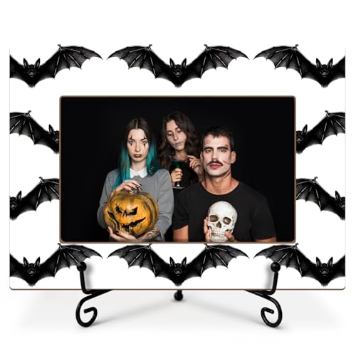 LWBEO Schwarzer Fledermaus-Bilderrahmen, Happy Halloween, gruselige Geschenke für Kinder, 10,2 x 15,2 cm, Holz-Bilderrahmen mit Eisenständer, für Halloween-Dekoration, Heimdekoration, Tisch-Display-08 LWBEO Schwarzer Fledermaus-Bilderrahmen, Happy Halloween, gruselige Geschenke für Kinder, 10,2 x 15,2 cm, Holz-Bilderrahmen mit Eisenständer, für Halloween-Dekoration, Heimdekoration, Tisch-Display-08 von LWBEO