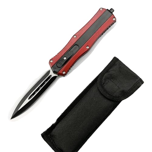 LWDZQ Scharfer Einhandmesser mit Gürtelclip, Outdoor Messer für Camping Angeln (Rot) von LWDZQ