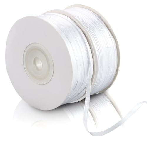 3mm x 200 m, weiß, dünnes solides Satinband doppelseitig gewebtes Bänder zum Basteln Aufhängen von Etiketten Einladungskarten Luftballons Blumenstrauß Haare Geschenkverpackung Party-Dekoration 3mm x 200 m, weiß, dünnes solides Satinband doppelseitig gewebtes Bänder zum Basteln Aufhängen von Etiketten Einladungskarten Luftballons Blumenstrauß Haare Geschenkverpackung Party-Dekoration von LWMLWM