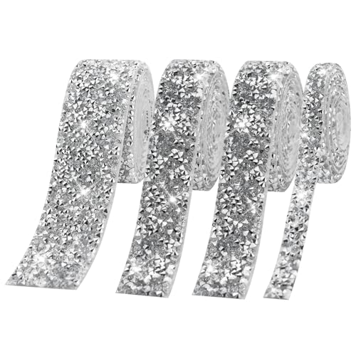 4 Rollen Diamantband selbstklebend kristall Strass Diamant Band Glitzerband Silber Strassband Deko Strasssteine Band Glitzersteine für Hochzeit Geburtstag DIY Dekoration (Silber, 10mm & 20mm & 30mm) 4 Rollen Diamantband selbstklebend kristall Strass Diamant Band Glitzerband Silber Strassband Deko Strasssteine Band Glitzersteine für Hochzeit Geburtstag DIY Dekoration (Silber, 10mm & 20mm & 30mm) von LWMLWM