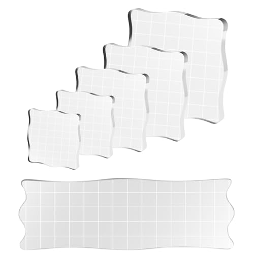 6 Stück Acryl Stempelblock Set, Transparent Acrylblock Stempel mit Gitterlinien, Acryl Stanzblöcke für Scrapbook Fotoalbum Hand Schnitzen Handwerk Scrapbooking von LWMLWM