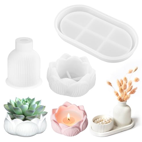 3 Stück Sukkulente Kaktus Silikonform,Vase Silikon Gießformen,Epoxidharz Formen Für DIY Blumentopf Formen,ür Sukkulenten Und Kaktus Resin Form von LWMTT