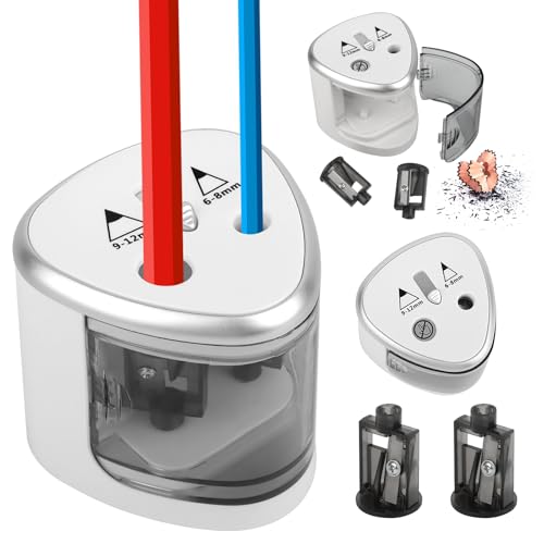 Elektrischer Anspitzer,Elektrischer Universal Bleistiftspitzer,Spitzmaschine Elektrisch, Anspitzer Elektrisch Dicke und Dünne Stifte,für Schule,Zuhause,Büro,Klassenzimmer und mehr-silbrig von LWMTT