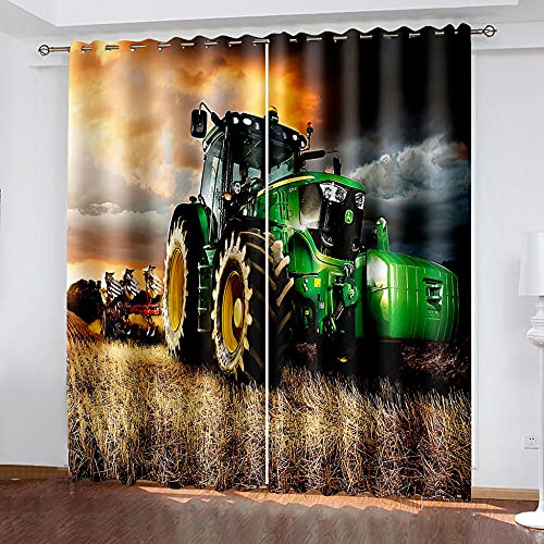 LWXBJX Blickdicht Vorhang für Schlafzimmer Wohnzimmer - Grün Traktor Bauernhof - 3D Druckmuster Öse Thermisch isoliert - 150 x 166 cm - 90% Blickdicht Vorhang für Kinder Jungen Mädchen Spielzimmer LWXBJX Blickdicht Vorhang für Schlafzimmer Wohnzimmer - Grün Traktor Bauernhof - 3D Druckmuster Öse Thermisch isoliert - 150 x 166 cm - 90% Blickdicht Vorhang für Kinder Jungen Mädchen Spielzimmer von LWXBJX