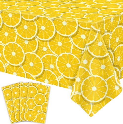 4 Pack Zitrone Tischdecke Zitronen Sommer Party Tischdecke Rechteck Zitronen Tischdecke 51 x 86 gelbe Zitronen für Zitrone Thema Geburtstag Party Hochzeit Dusche Zubehör Zitrone Tischdekorationen von LWYGEGJO