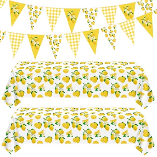 4 Packung Zitrone Party Dekoration Limonade Tischdecke Zitrone Banner 86 „x 51“ Rechteck Kunststoff Einweg-Limonade Party Tisch Decken Baby Dusche Geburtstag Dekorationen 4 Packung Zitrone Party Dekoration Limonade Tischdecke Zitrone Banner 86 „x 51“ Rechteck Kunststoff Einweg-Limonade Party Tisch Decken Baby Dusche Geburtstag Dekorationen von LWYGEGJO